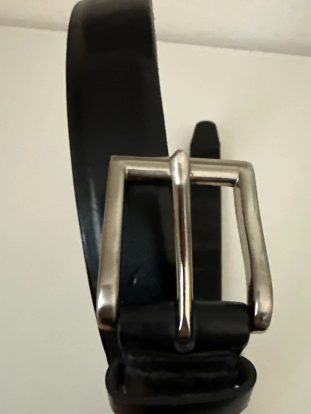 Men's Genuine Leather Belt Size 36 Silver Buckle Business Casual Timeless